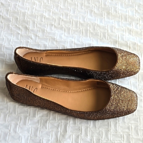 INC International Concepts Women's Copper Rhinestone Ballet Flats - Picture 1 of 8